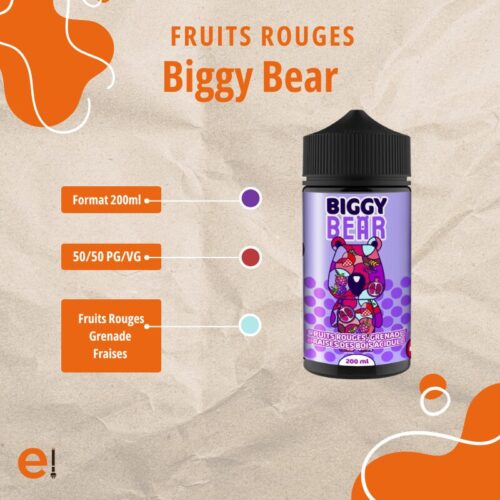 E-liquide - Fruits Rouges Grenade Fraise des Bois 200ml - Biggy Bear
