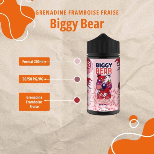 E-liquide - Grenadine Framboise Fraise 200ml - Biggy Bear
