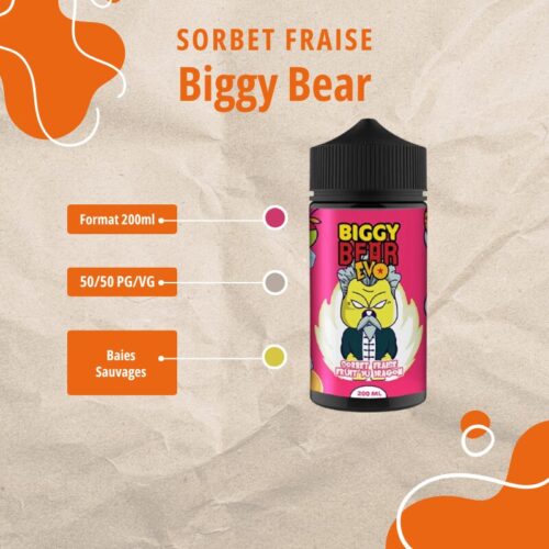 E-liquide - Sorbet Fraise 200ml - Biggy Bear