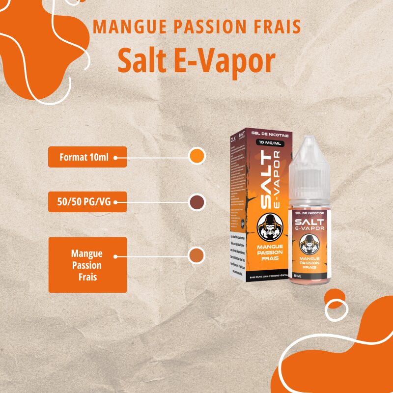 E Liquide - Mangue Passion Frais - Salt-E-Vapor 24 E Liquide - Mangue Passion Frais - Salt-E-Vapor